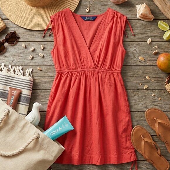 Lauren Ralph Lauren Other - Lauren Ralph Lauren Red Gauze Tie-Sleeve Dress